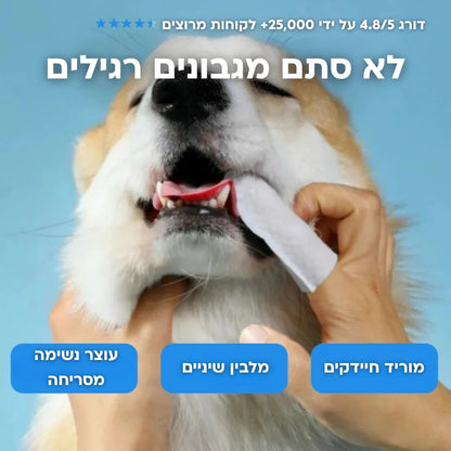 SmileWipes™ - מגבונים דנטליים לניקוי שיניים וחניכיים לכלבים